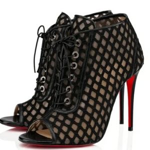 Christian louboutin Open Odessa 100 Rete/Tulle Open Toe Booties Size 40.5